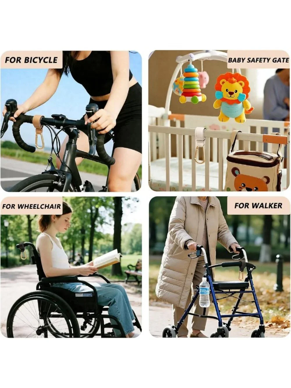 Heavy Duty Stroller Hooks 2-Pack | Adjustable Clips for Diaper Bags & More